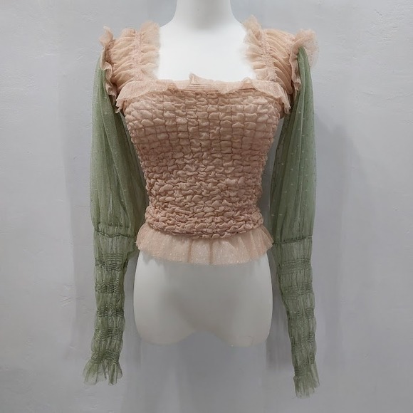 Free People Tops - Free People Nothing Sweeter Top Fairycore Whimsical Women's XS Pink Mesh Ruffle